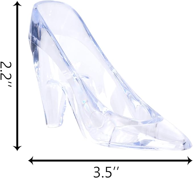 ZYFLSQ 24 Pieces Mini Plastic Cinderella Slippers 3.5 Inch Glass Heels Princess for Wedding Birthday Party Table Favors Decoration (Clear)