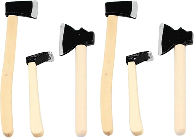 6 Pcs 1/12 Miniature Axe Dollhouse Decoration Accessories Model Miniature Decoration DIY Accessories Shooting Props