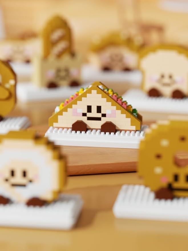 Bagel Happy Bread Series Food Cute Series Set Toy Mini Bricks Micro Building Kit Toys Desktop Ornaments Gift for Adults Kids