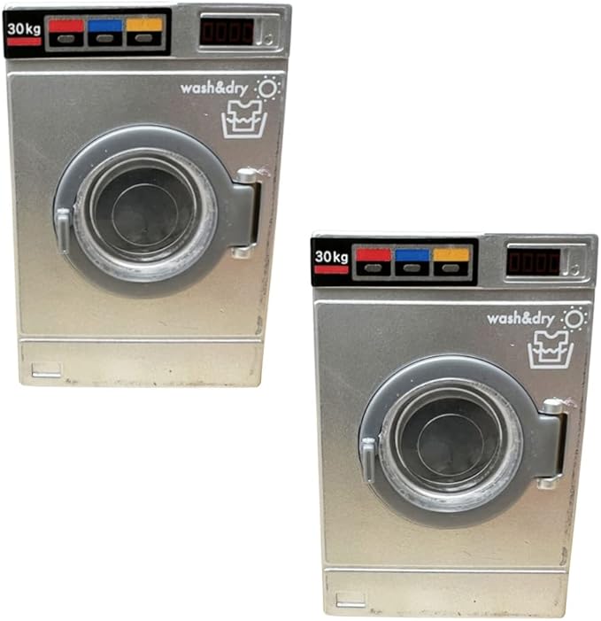 LOGOFUN 2Pcs Dollhouse Washing Machines 1:24 Scale Miniature Washer Dryer Model Laundry Cloth Washer Furniture Dollhouse Decoration Accessories - 2.09X1.39X1.10in