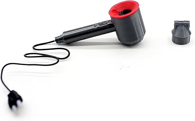 Miniature Hair Dryer Set with Stand & Nozzle – 1:12 Scale Realistic Dollhouse Bathroom, Bedroom Vanity, Miniature Beauty Styling Accessory, Hair Salon Decor, DIY Display & Collector Ornament (Red)