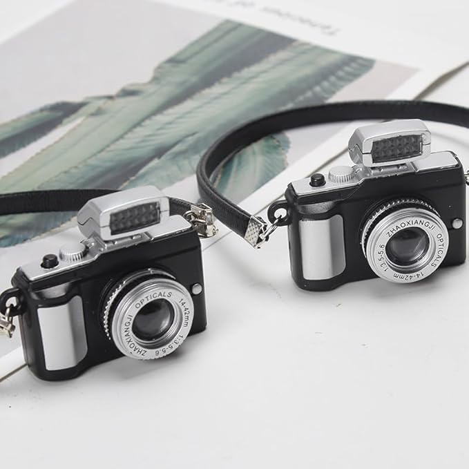 1Pc Black 1:4 Scale Mini Camera Prop Ornament Vintage Camera Model,Vintage Camera Prop,Miniature Camera,Prop Camera,Miniature Digital Camera Mini Decoration Accessories,Dollhouse Accessories(1x1.57IN)