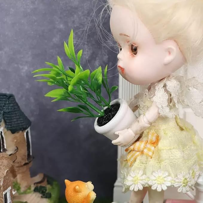 Green 1/12 Miniature Plants Dollhouse Decoration Accessories, DIY Doll House Kit