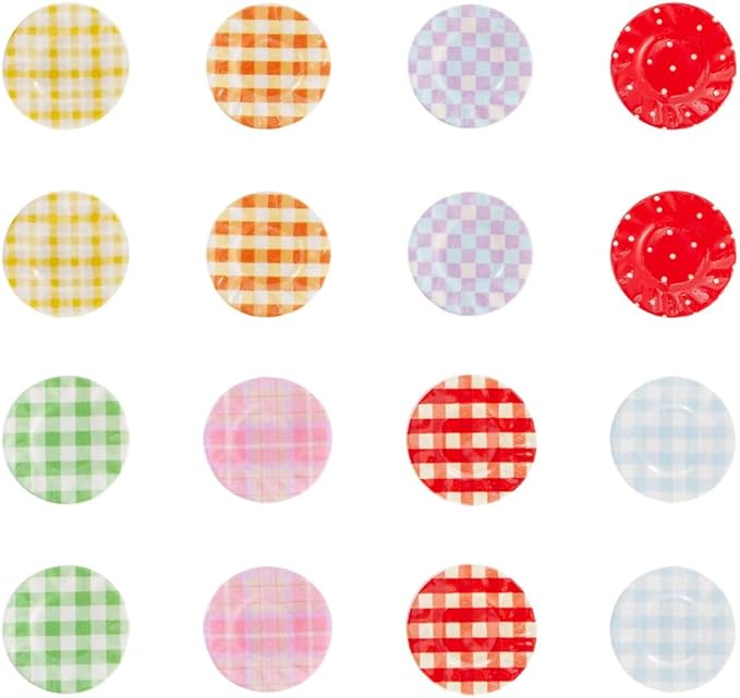 32Pcs Miniature Plates Resin Mini Kitchen Set Micro Landscape Decorations Stripe Dishes Ornaments Imitation Tableware Dollhouse Accessories Garden Home Party Decorations Crafts Supplies