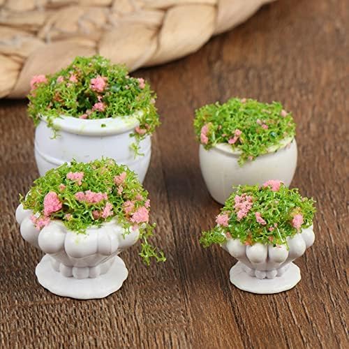 TBoxBo 4 Pcs Dollhouse Plant Bonsai Doll House Mini Potted Plant Artificial Tiny Mini Flowerpot Miniature Hanging Potted Plant Miniature Dollhouse Kit for 1:12 Dollhouse Decor Mini Garden