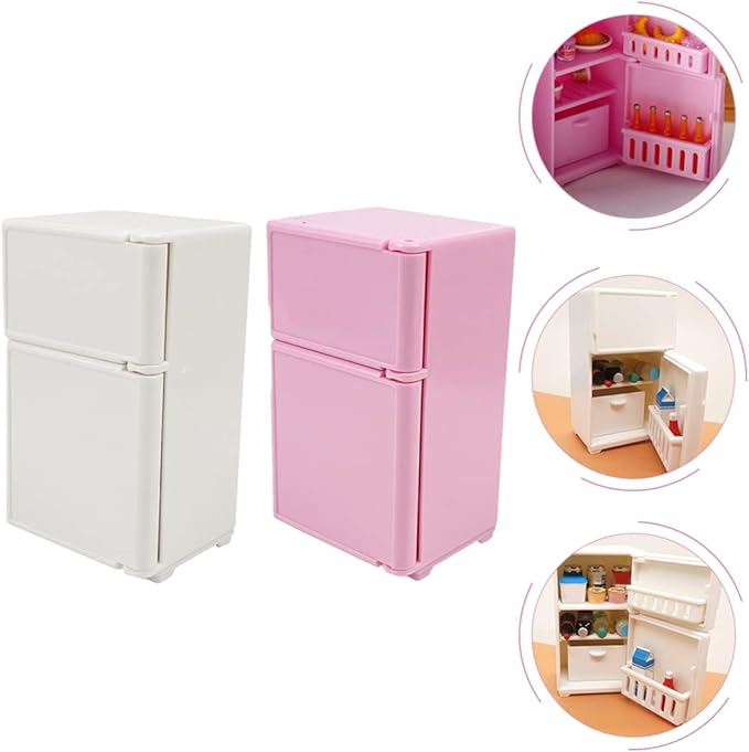 Kisangel 2pcs Doll House Refrigerator Mini Fridge Toy Dollhouse Fridge Miniature Toys Dollhouse Refrigerator Toy for Kids Dollhouse Furniture