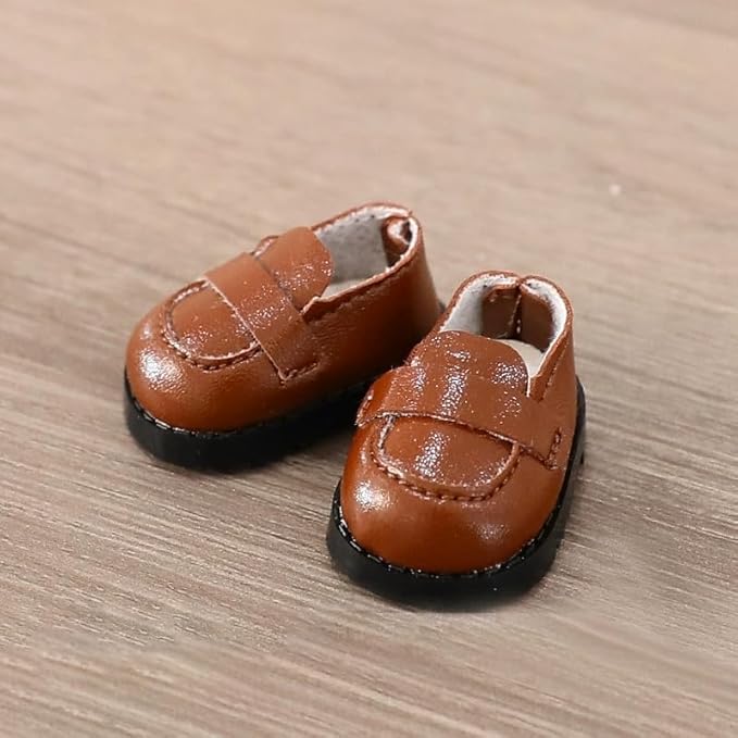 Compatible with Labubu Doll Shoes for 17cm Doll,Shoes Used for Labubu Accessories (A-Brown)