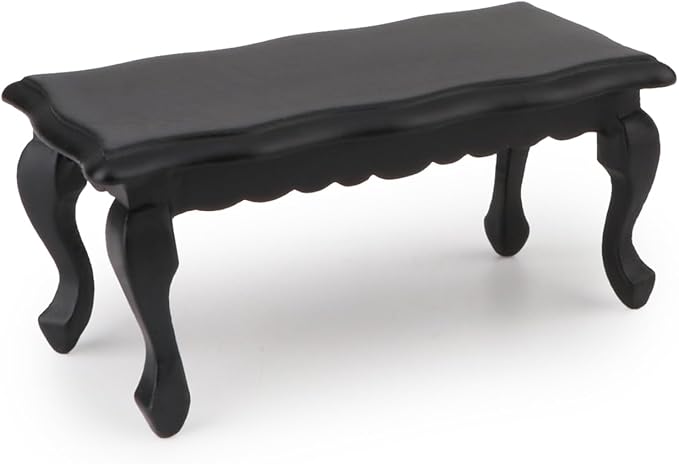 Miniature Furniture End Table 1:12 Furniture for Dollhouse Long Side Table Miniature Room Ornaments Living Room Bedroom Library Scene Decoration (Black)