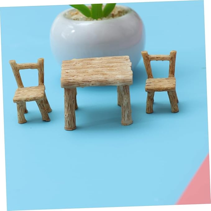 Miniature Table and Chairs Set, Fairy Garden Furniture Ornaments, Miniature Table and Chairs Set for Dollhouse Accessories, Home Micro Landscape Decoration Display