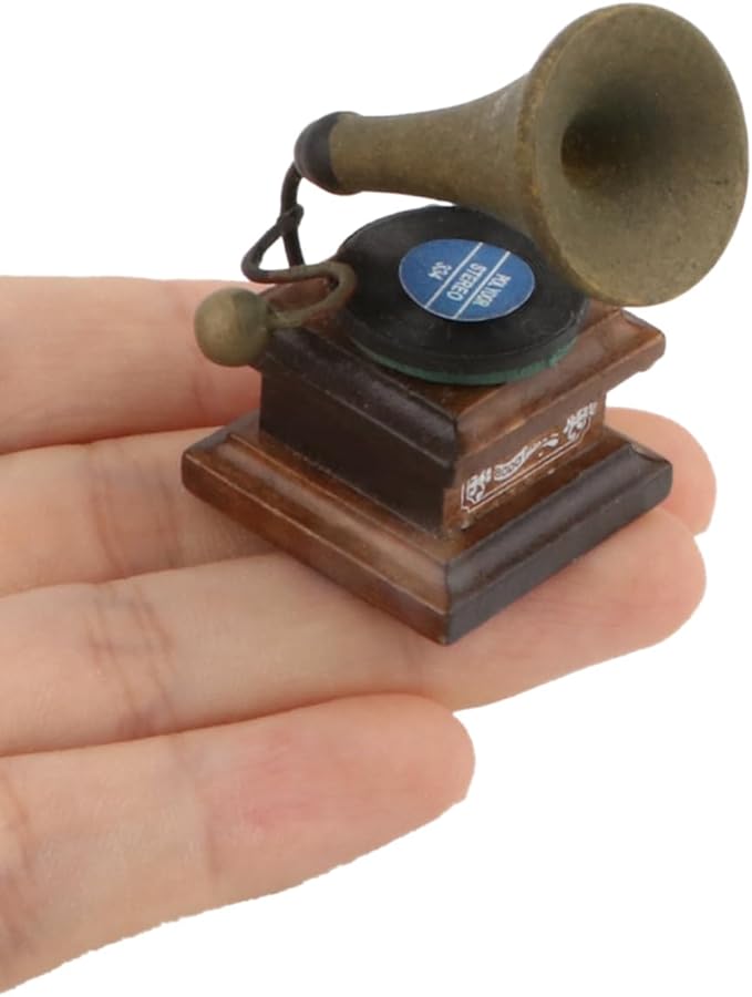 Miniature Gramophone Dollhouse Accessories Phonograph 1:12 Scale Vintage Record Player Mini House Charming Retro Mini Model Desk Decoration