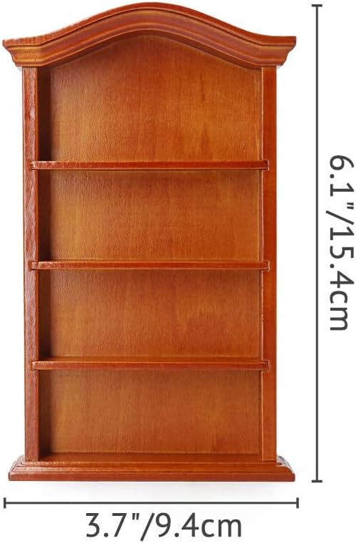 Odoria 1/12 Miniature Shelf Mini Bookshelf Bookcase Miniatures Dollhouse Furniture Accessories Doll House Accessory, Brown
