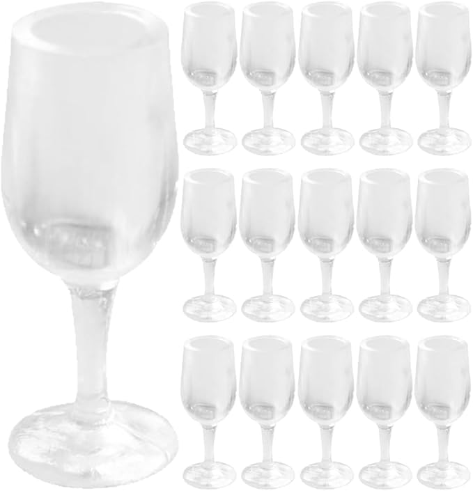 Toddmomy Set of 20 Miniature Wine Glasses: Dollhouse Miniatures for Doll House Decor, Micro Landscape, and Furniture Display