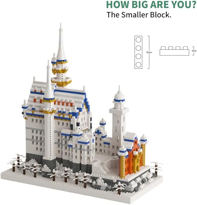 Kadablk Famous Architecture Model,Micro Blocks Building Sets,Germany Swan Stone Castle, 2800+ PCS Mini Bricks Building Blocks, Gift for Adults and Teens