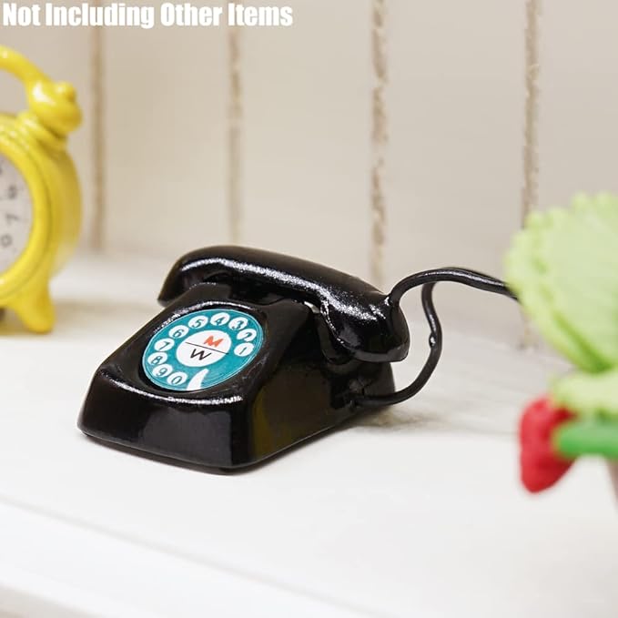 Odoria 1/12 Miniature Telephone Dollhouse Decoration Accessories, Black