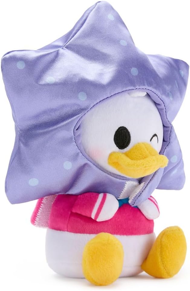 Disney Store Official Mini Mix-Its Plushies – Donald Duck - Pink Shirt - Cute Stuffed Animals - Mix & Match Detachable Hats - Hook and Loop Strap - Plush Toys for Kids and Collectors, 7 Inch