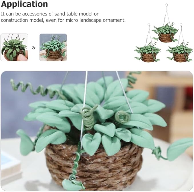 Garneck 3Pcs 1:12 Mini Dollhouse Resin Plant Decor - Cute Tiny Green Plant Accessories for Dollhouse and Miniature Garden