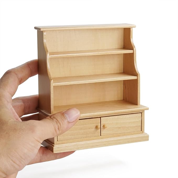 Odoria Dollhouse Bookcase Shelf Miniature: 1/12 Scale Bookshelf Storage for Living Room Antique Retro - Mini Library Wall Display Cabinet - Tiny Wood Furniture Vintage