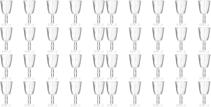 LOGOFUN 40 Pcs Dollhouse Miniature Wine Glasses 1:12 Scale Drink Cups Square Bottom Glasses Kitchen Accessories Decorations