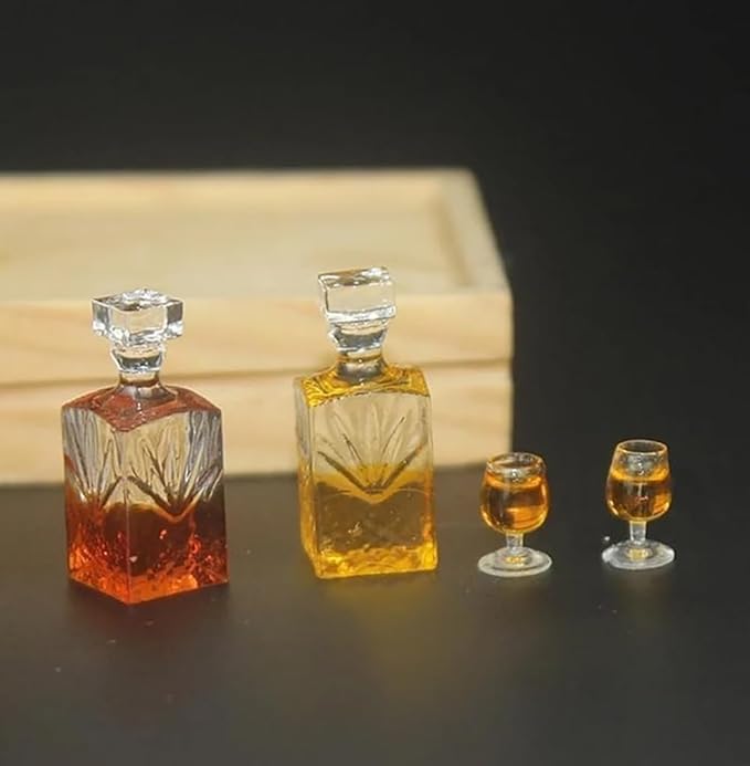 1 Set 1:12 Scale Exquisite Mini Whiskey Wine Bottle Bar Model, Mini Alcohol Bottles, Dollhouse Miniature Accessories, Verisimilitude Mini Whiskey Wine Decoration Convenient and Nice