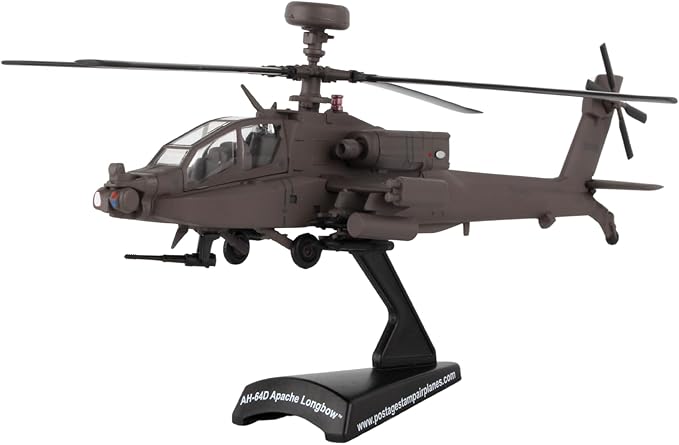 Daron Postage Stamp Boeing AH-64D Apache Longbow 1/100 Scale Diecast Display Model with Stand,Medium