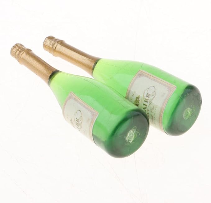 Simhoa Lot of 10 Miniature Wine Champagne Bottle Glass for Dollhouse 1:12