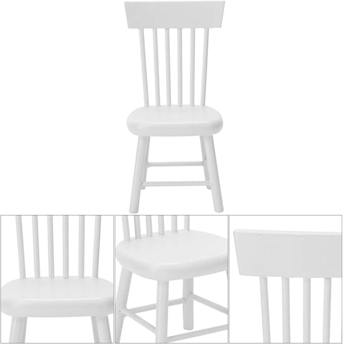 1PCS Doll Chair, Dollhouse Chairs, Miniature Chair, Portable 1:12 Doll House Furnitu, for Wedding, Dollhouse Dinning Room Home Decor Photography Props, 3.3x1.8x1.6 inch, White