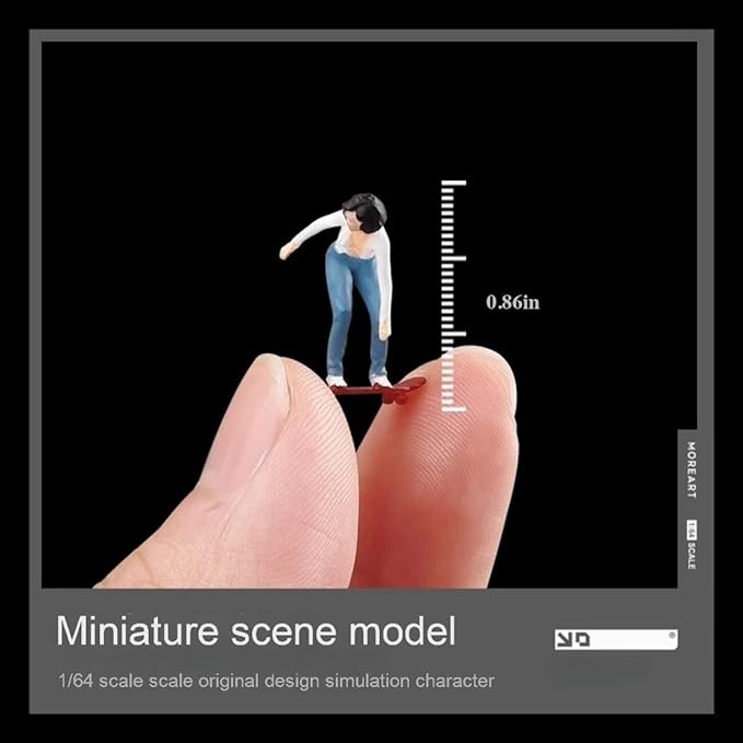 1:64 Scale Hand-Painted Resin Skateboard Girls - HO Compatible Diorama Model for Train Scenes, Architectural Displays, Collectors & Hobbyists