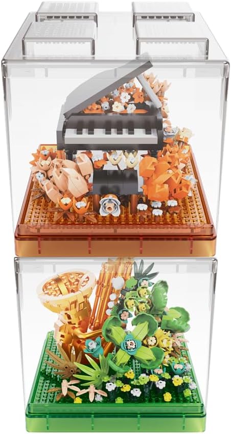 Kadablk Musical Instruments Micro Blocks Building Sets,Classical Famous Building Block Set,1500 PCS for Adults and Kids,Piano and Saxophone with Clear Plastic Cover
