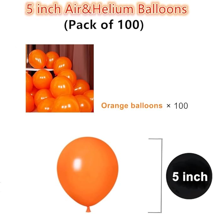 5 inch Orange Party Balloons, 100 pcs Mini Latex Balloons for Birthday Wedding Baby Shower Decorations (Orange)