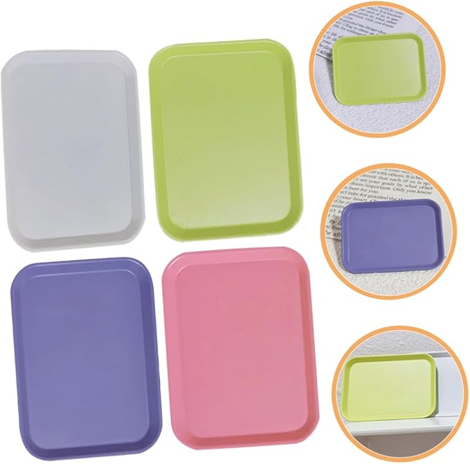 4Pcs Nordic Style Miniature Dollhouse Trays Mini House Dish Decorations for Scene Layout Realistic Mini Plates for Pretend Play Dollhouse Food Tray Accessories