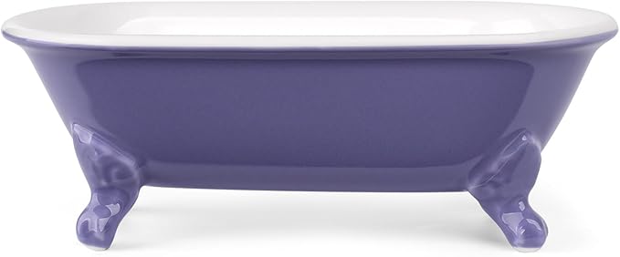 NEWHENGS 6.5" Ceramic Mini Decorative Clawfoot Bathtub Bar Soap Dish, Kitchen Sponge Holder and Shower Tray for Bathroom, 1 Pack(Jubilee)
