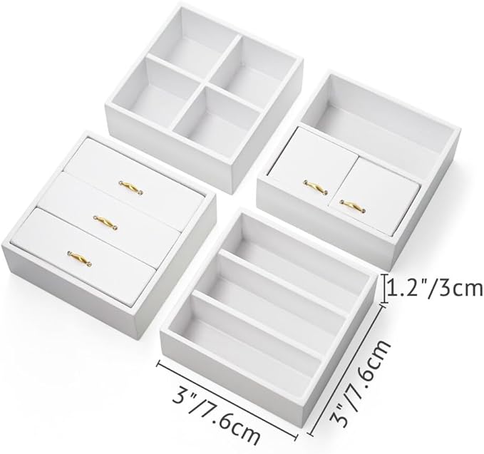 Odoria Dollhouse Bookcase Cabinet Miniature: 1/12 Scale Storage Shelves for Modern Living Room Office - Mini Sideboard Wooden Furniture - Tiny Wall Cube Open Rack Stackable White