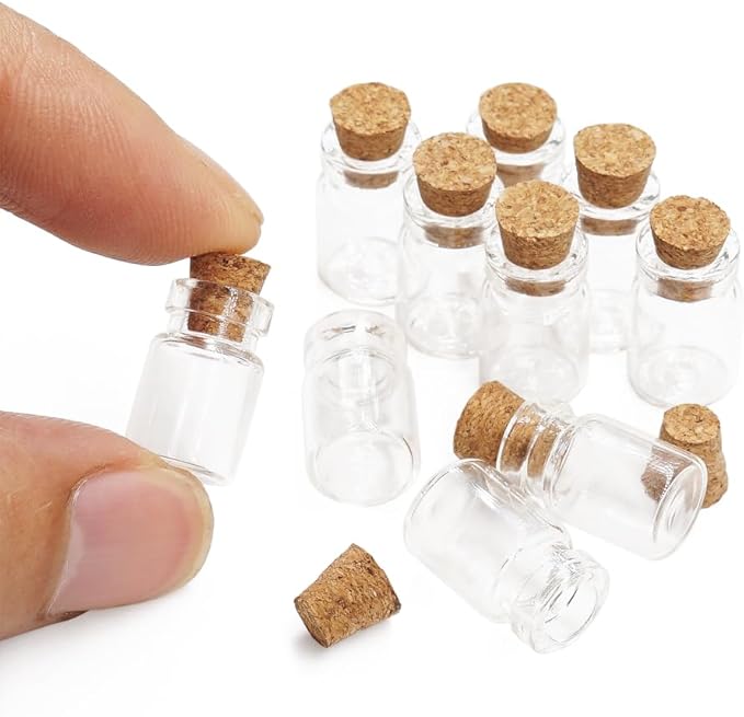 Odoria Dollhouse Glass Jars Miniature: 1/12 Scale Glass Bottles Food Container for Kitchen Restaurant - Mini Canister Empty with Cork 10Pcs