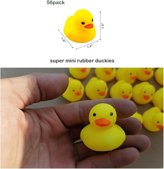 50PCS Super Mini Rubber Duck Bath Duck Toys for Toddlers Boys Girls,Squeak and Float Rubber Ducks in Bulk Baby Shower Duck Decorations Party Favors (1.6'')