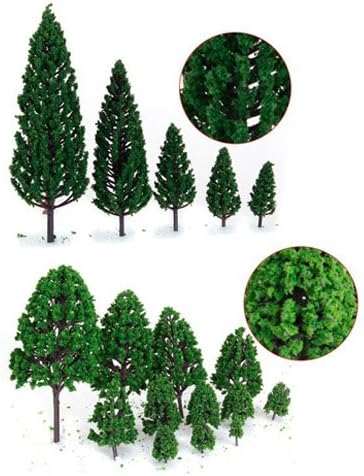OrgMemory Mixed Model Trees, 29pcs, 1.5-6 inch(4-16 cm), Ho Scale Bushes, Diorama Supplies, Plastic Trees for Projects, Model Train Scenery with No Bases
