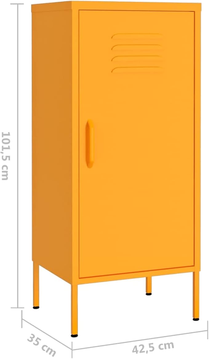Steel Storage Cabinet, Mustard Yellow Medium Size with Adjustable Shelves, Durable Metal for Living Room or Bedroom Organization