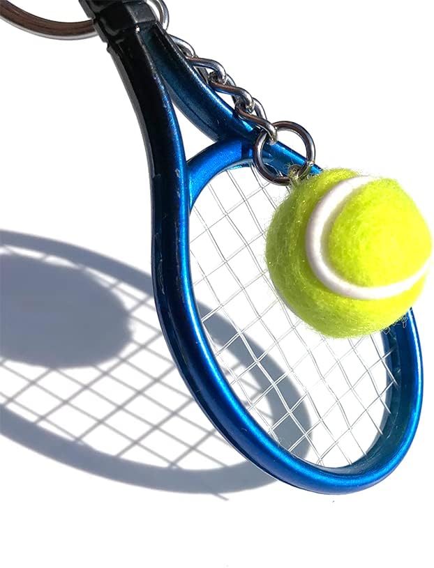 JINZHOUFZ Color Mini Tennis Racket with Ball Keychain Key Ring