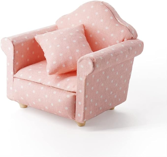 Odoria 1/12 Miniature Chair Armchair Dollhouse Furniture Accessories, Dots