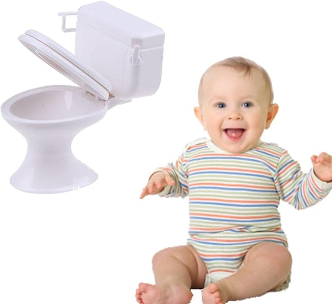 Almencla White Dollhouse Furniture Model Bathroom Toilet Miniature Toy for Doll