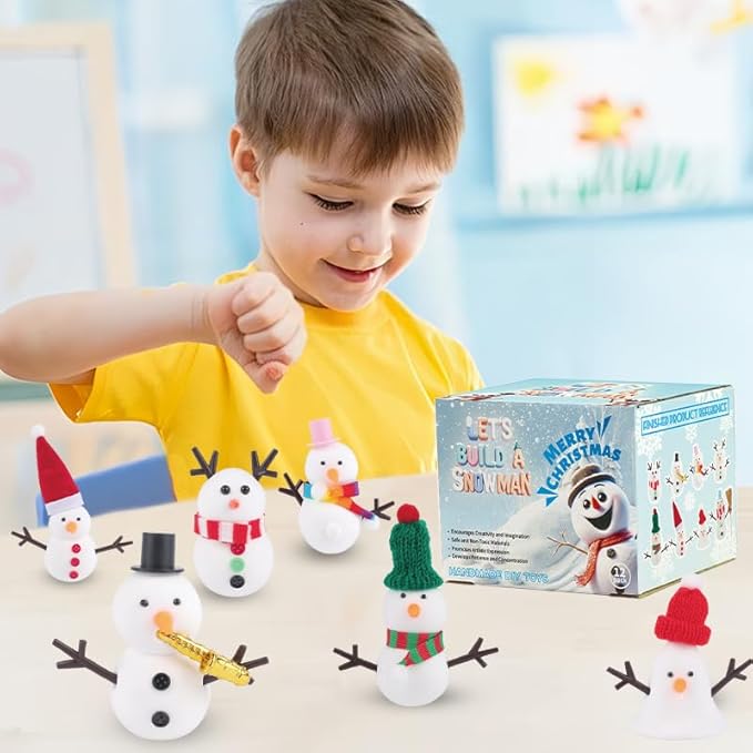 12 Pack Christmas Snowman Craft, Christmas Stocking Stuffers for Kids,DIY Snowman Making Kit, Snowman Modeling Clay Set, Build a Snowman Kit for Christmas Decorations Gifts Xmas Activities Holiday