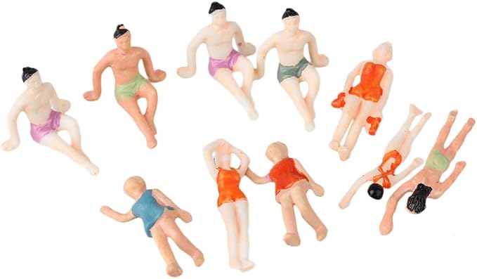 BQLZR 1:75 Multicolor ABS Unpainted Miniature Beach People Figures Mini People Pack of 20
