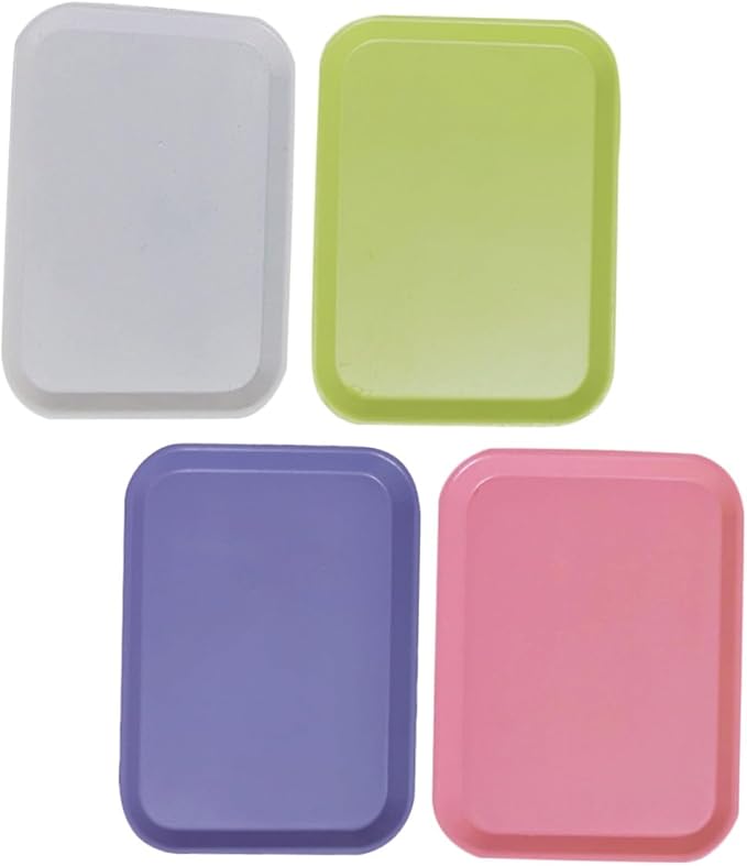 4Pcs Nordic Style Miniature Dollhouse Trays Mini House Dish Decorations for Scene Layout Realistic Mini Plates for Pretend Play Dollhouse Food Tray Accessories
