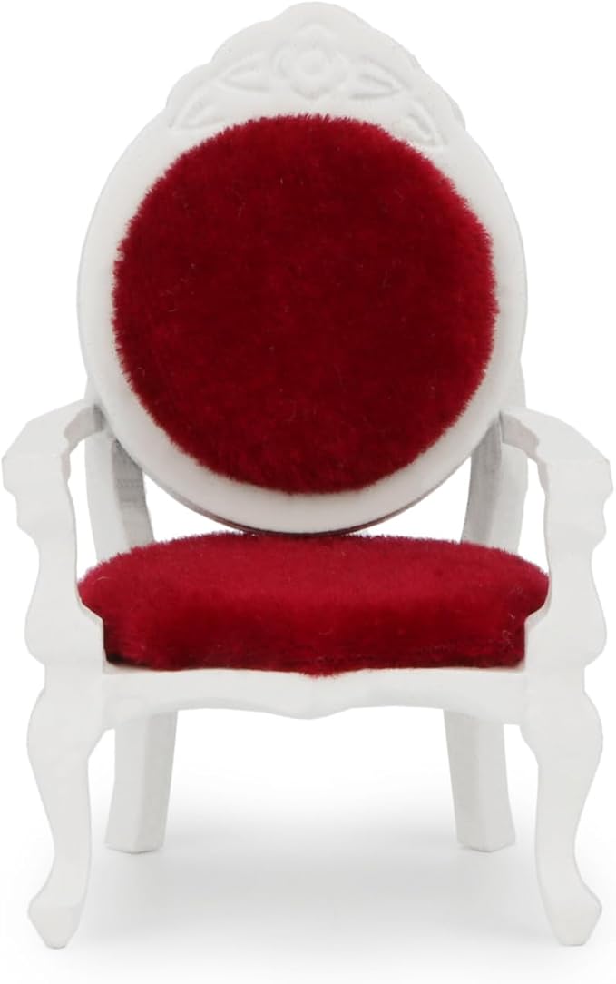 Dollhouse Chair 2PCS Miniature Furniture Retro Vintage Chair Wooden Accessories 1/12 Upholstered Victorian Carved Armchair for Christmas Decoration Ornament (C)