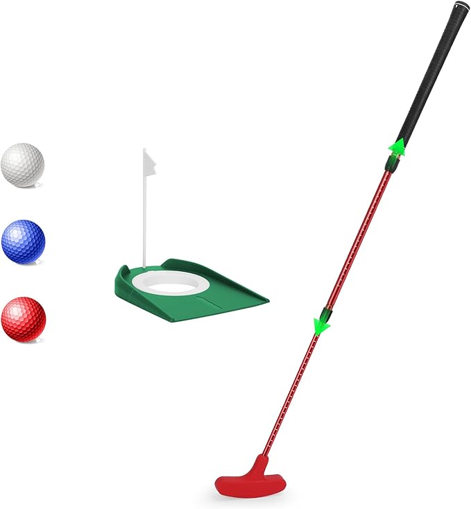 MultiOutools Golf Putters for Men and Women, 2 Pack Adjustable Golf Club Sets with 6 Balls & 2 Flag Cups, Two-Way Mini Putters Training Clubs for Children, Teenagers, Adults