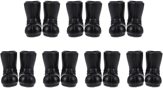 Ipetboom Mini Santa Boots - 7 Pairs Christmas Small Gnome Shoes Gnomes Santa Claus Tiny Boot Model for Crafts - Black Plastic Doll Shoes for Christmas Decor Dollhouse Ornaments Costume Accessories