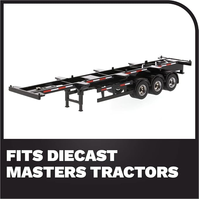 1:50 Scale 40' Skeleton Trailer - Safety Guards - Black - Transport Series | 1:50 Scale Diecast Collectible Model 91024