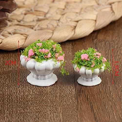 TBoxBo 4 Pcs Dollhouse Plant Bonsai Doll House Mini Potted Plant Artificial Tiny Mini Flowerpot Miniature Hanging Potted Plant Miniature Dollhouse Kit for 1:12 Dollhouse Decor Mini Garden