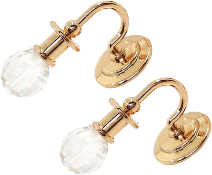 minkissy 12 Scale Dollhouse Decoration, Gold Color Mini Bedside Light for Dollhouse Accessories and Miniature Scene Lighting