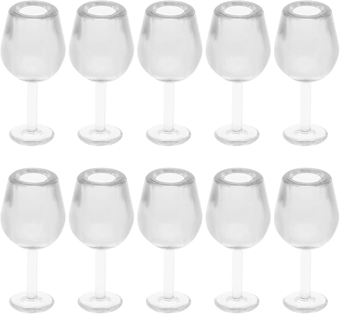 Toddmomy 10pcs 1: 12 Dollhouse Wine Glasses,Mini Dollhouse Wine Goblet Cups Miniature Red Wine Glasses for Dollhouse Kitchen Accessories