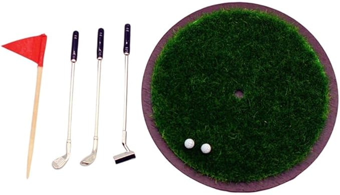 hzzsbu Miniature Dollhouse Mini Golf Club Grassland Model Set Simulation Golf Set Miniature Scene Prop Model Dollhouse Decoration Accessories